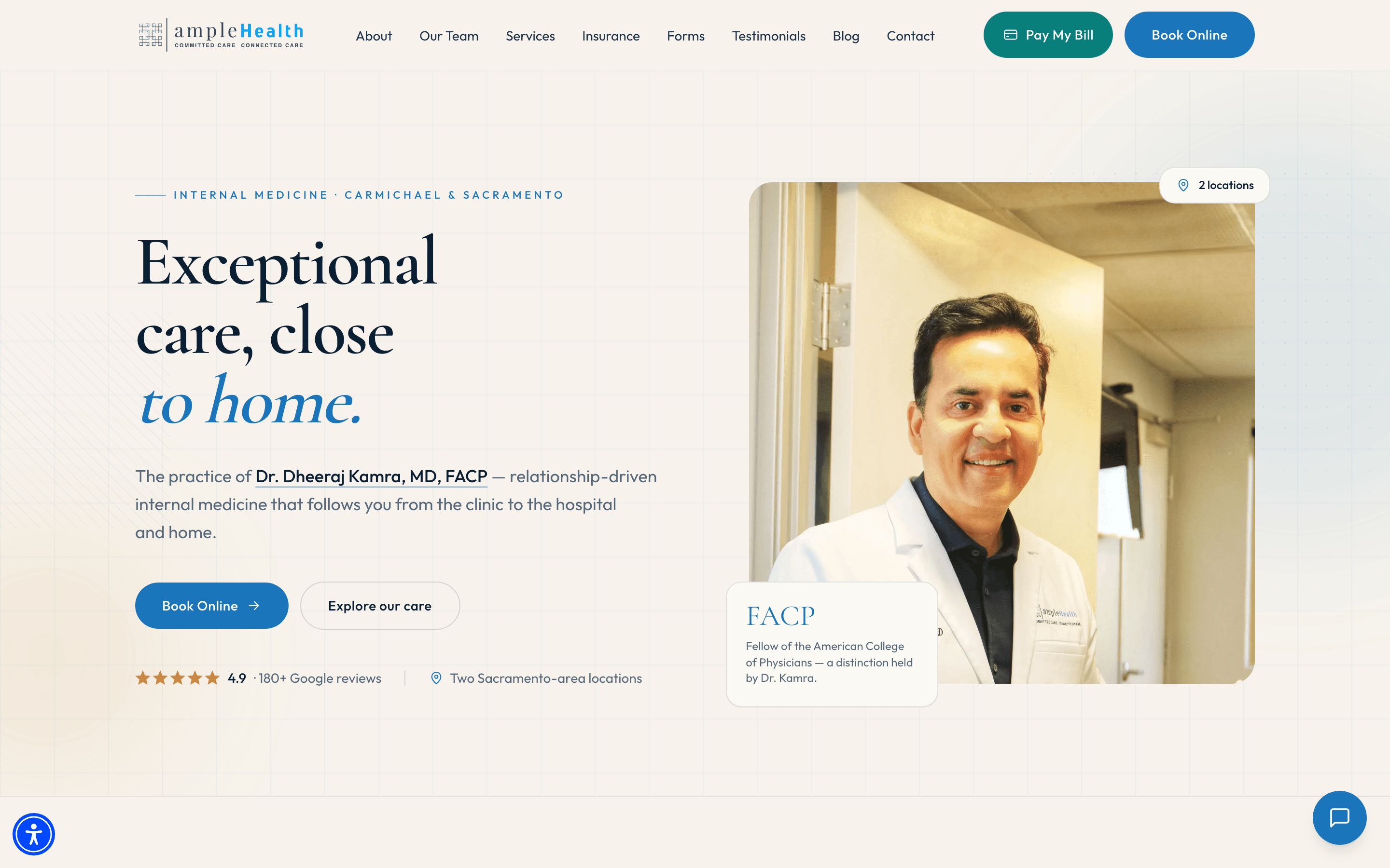 AmpleHealth home page, desktop